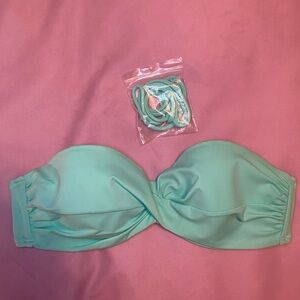 Victorias Secret seafoam green bandeau bikini top.